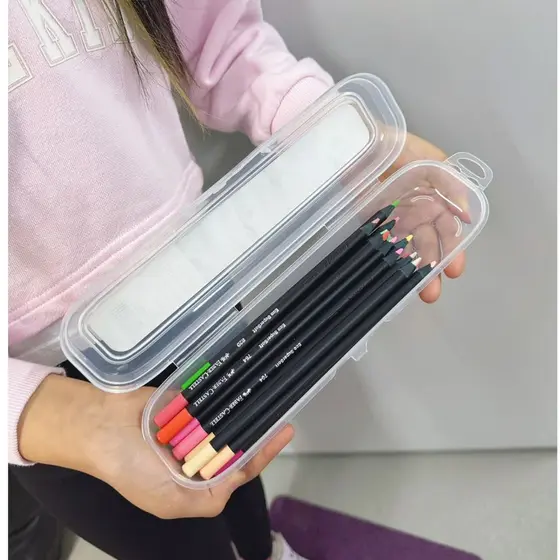 Estojo Organizador Multiuso Escolar  Maquiagens  Porta talheres Transparente e com fechamento
