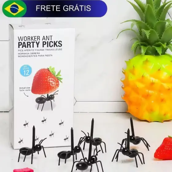 (12 pcs) Espeto Para Petisco De Formiga Para Alimentos Enfeite Palito Reutilizável