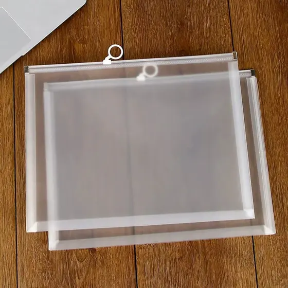Pasta Plástica Envelope Modelo A4 com fechamento em Zíper fácil