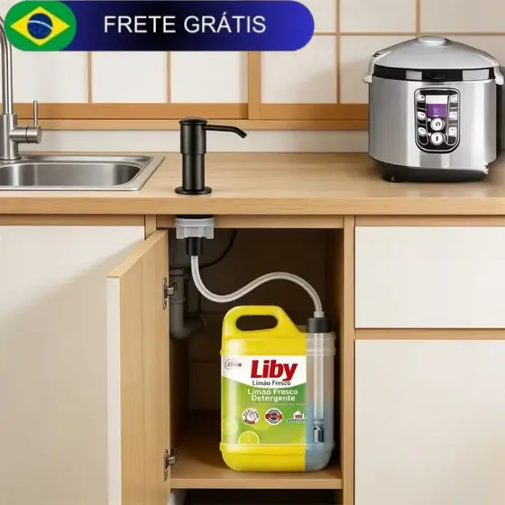 Dispenser Saboneteira para Pia de Cozinha e Banheiro com Mangueira Universal