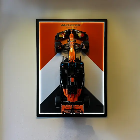 Quadro Expositor Para Lego Technic McLaren MCL39 42228 50x70 Vertical Premium Caixa Alta