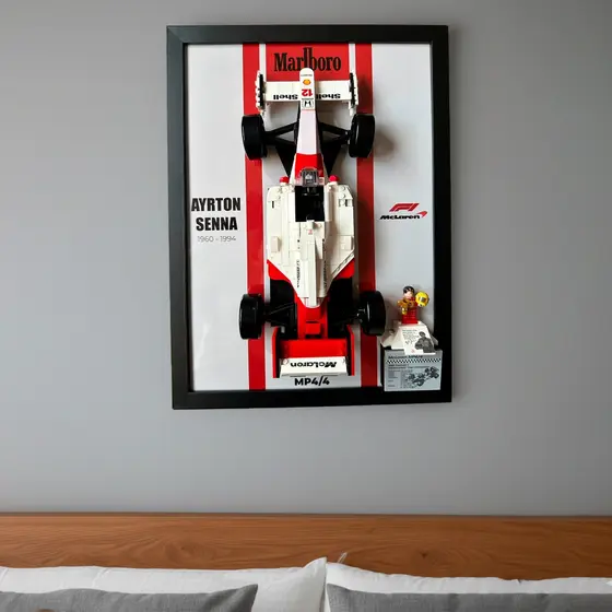 Quadro Expositor Para Lego MP4/4 Ayrton Senna 10330 Madeira Premium A3 Colecionador