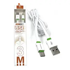 Cabo Carregador  Turbo Tipo C Para Samsung M12 M13 M22 M23 M32 M62 3Metros  4,8A