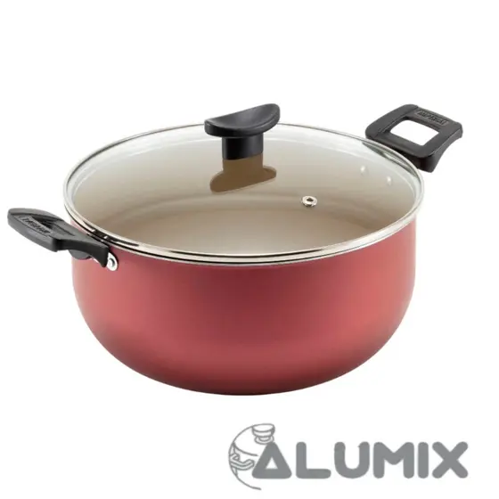 Panela Caçarola 24cm Teflon Premium com Tampa de Vidro Temperado – Alta Resistência e Antiaderente