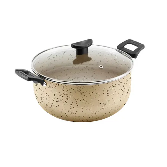 Panela caçarola grande 24cm robusta teflon antiaderente + tampa de vidro temperada