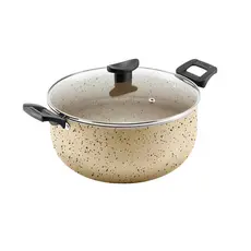 Panela caçarola grande 24cm robusta teflon antiaderente + tampa de vidro temperada