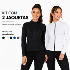 Kit 2 Jaqueta Fit Casaco Dryfit Casaquinho Proteção Solar Zíper Slim Blusa Térmica Treino Academia Feminina