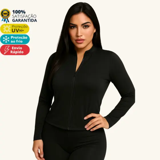 Casaco Dryfit Casaquinho Jaqueta Proteção Solar Zíper Slim Blusa Térmica Treino Academia Feminina