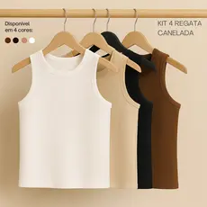 Kit 4 Regata Canelada Feminina Blusinha Básica Ribana  Premium