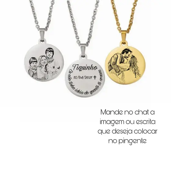 Colar Cordão Corrente Aço Inoxidável Personalizado foto Casal Família Pet animal Masculino Feminino