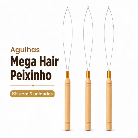 Agulha P/ Aplicação Mega Hair Peixinho - 3 Unidades