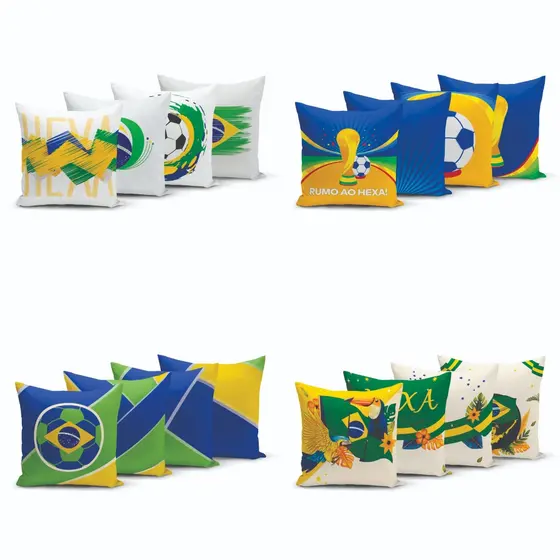 Kit 4 Capas de Almofadas Yuzo 45x45cm Copa do Mundo