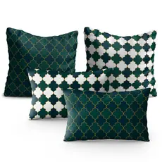 Kit 4 Capas de Almofadas Geométrica Verde e Branco