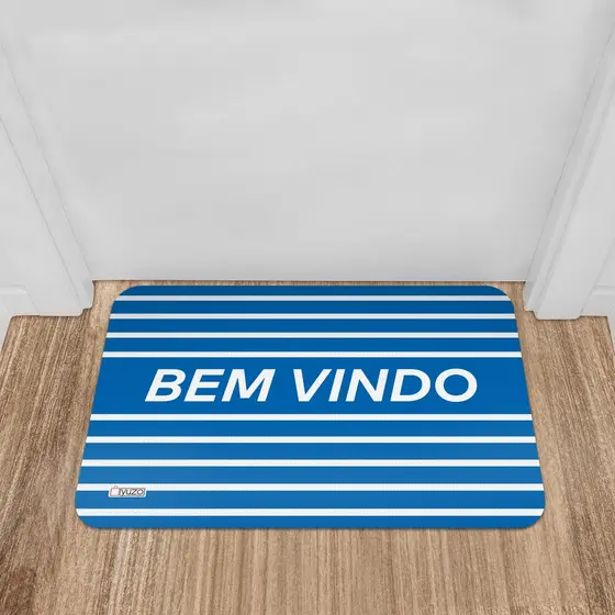 Tapete de Entrada 40x60 Bem Vindo Azul