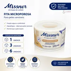 Fita Micropore Bege 2,5cm X 4,5m Curativo 1/3/6 Unidades Missner