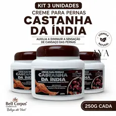 Kit 3 Creme Para Pernas Castanha da Índia 250g Bell Corpus Hidratante Massageador