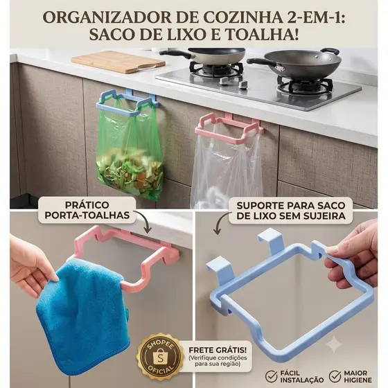Suporte Para Sacos de Lixos Apoio em Gabinetes e Pias Snel Home