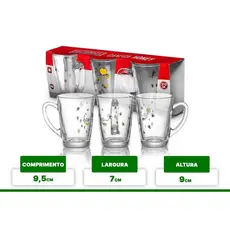 Caneca De Vidro decoradas com Abelhas e mel 3 Peças Cafe Cha Capuccino 210ML