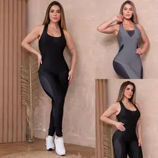 Macacão Feminino para Academia Em Tela Bojo Removível Conforto Estilo Nadador Suplex Pronta Entrega