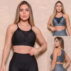 Cropped Academia Fitness Feminino Bojo Removível Sustentação Conforto Casual Treino Dia a Dia Oferta