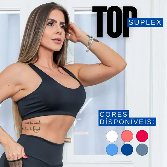 Top Feminino Suplex Academia Alta Qualidade Treinos Casual Cropped Versátil Básico Esportivo Oferta