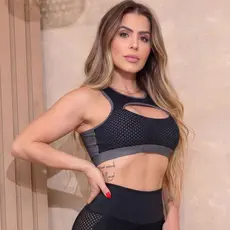Top para Academia Fitness Feminino Mescla Tela Preta Bojo Removível Esportivo Confortável Oferta