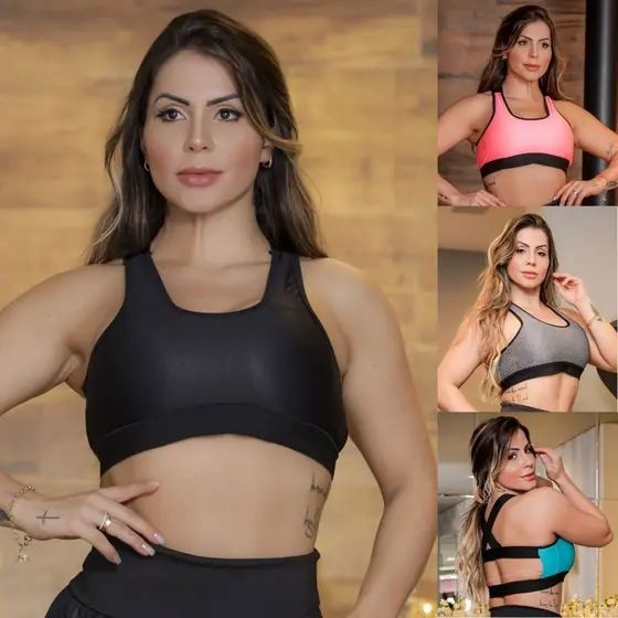 Top Dryfit Fitness Alta Sustentação com Bojo Treino Costa Nadador Corrida Presente Academia Promoção