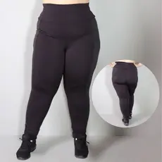 Calça Fitness Plus Size Preta com Cintura Alta e Recortes em Cirrê Conforto e Estilo Envio Imediato