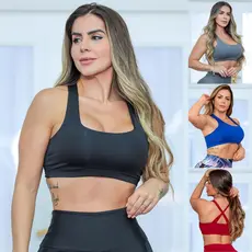 Top Cropped Academia Fitness Feminino Reforçado Com Bojo Moldado Dia a Dia Conforto Envio Imediato