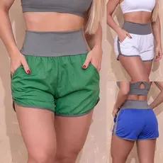 Short Feminino Academia Running Corrida Dryfit Seca Rápido Conforto Dia a Dia com Bolsos Promoção