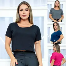 Cropped Básico Feminino Fitness em Viscolycra Camiseta para Academia Confortável Envio Imediato
