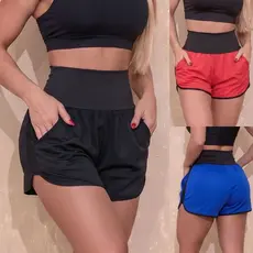 Short Esportivo Feminino Running com Bolsos Laterais em Dry Fit - Ideal para Treinos - Promoção