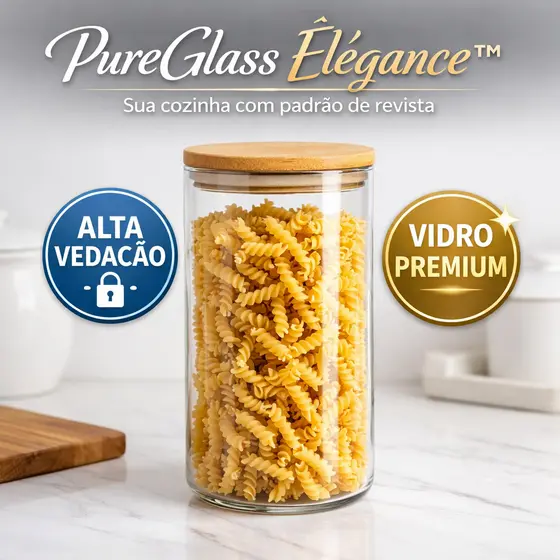 Pote Hermetico Vidro Borossilicato Com Tampa Bambu 1,8 Litros Armazenamento Seguro Natural