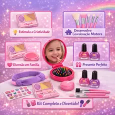 Kit Completo Beleza Maquiagem Pincel Cabelo Profissional Conjunto Multifuncional