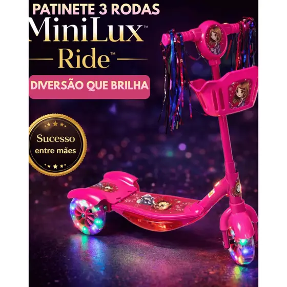 Patinete 3 Rodas Infantil Dobrável com Som e Luz - Rosa