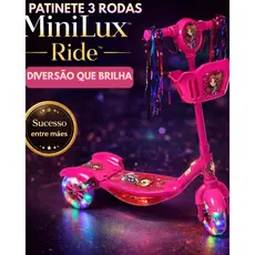 Patinete 3 Rodas Infantil Dobrável com Som e Luz - Rosa