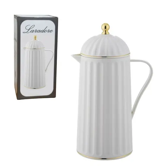 Garrafa Térmica de Café Laradore Roma - Branca e Dourada 1L