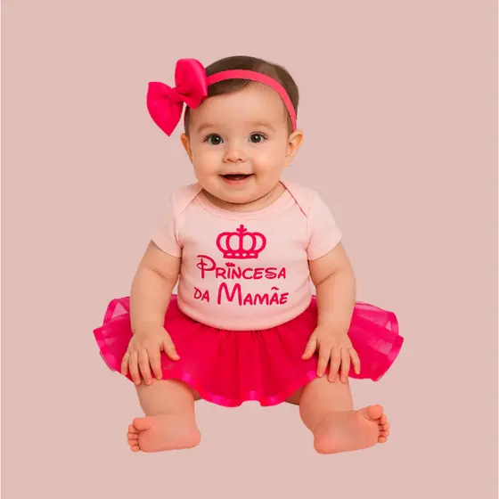 Body Temático Princesa da Mamãe Fantasia Bebe
