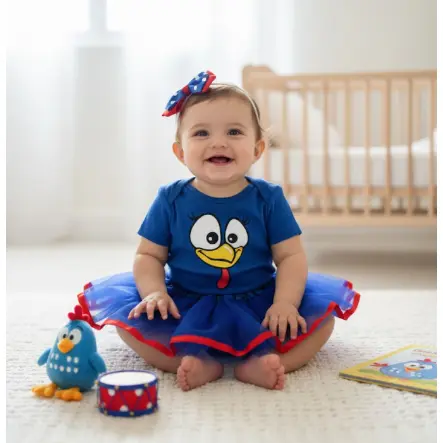 Body Bebê Mêsversário Temático galinha pintadinha Menina