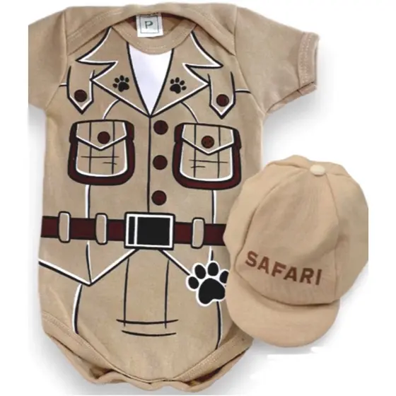 Body Bebê Infantil Mêsversário Temático Safari Super Confortável Linha Premium