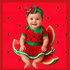 Body Bebê Melancia + saia tule + laço- Look Frutinha para Bebês, Tamanhos