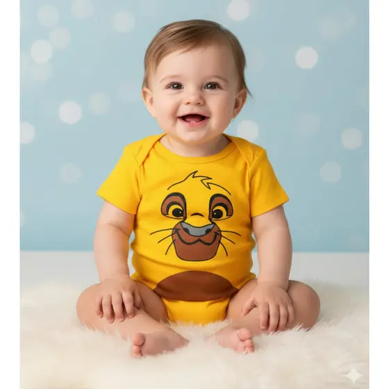 Body de Bebe Temático Simba Rei Leão Mêsversário Fantasia