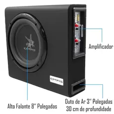 Caixa Som Amplificada 3 em 1 Corzus CXMS303 Slim 350W Rms Sub Ativo + Potencia p/ Falantes de Porta