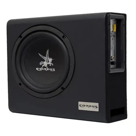 Caixa Amplificada Automotiva Mini Slim Subwoofer Grave Forte Som Carro Compacto Corzus Cxms 200W 8"