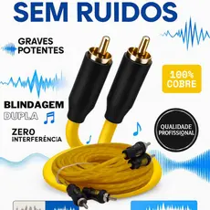 Cabo RCA 5 Metros Blindado Automotivo Som Profissional Carro Cobre Puro Flexivel Vipertron
