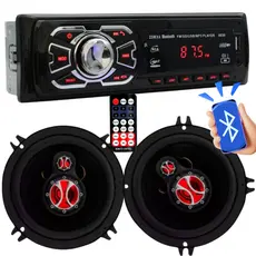 Aparelho MP3 Bluetooth Radio FM USB SD Par Alto Falante Carro 5 Pol 120 Watts Rms Kit Som Automotivo
