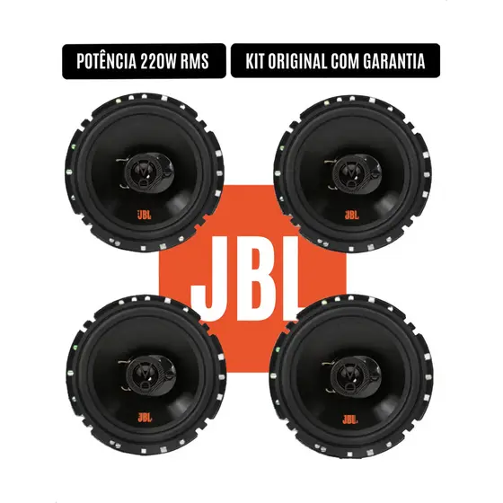 JBL Kit 4 Alto Falantes Triaxial 6 Polegadas 220W RMS Fácil Flex 6TRFX55 Original Som Automotivo