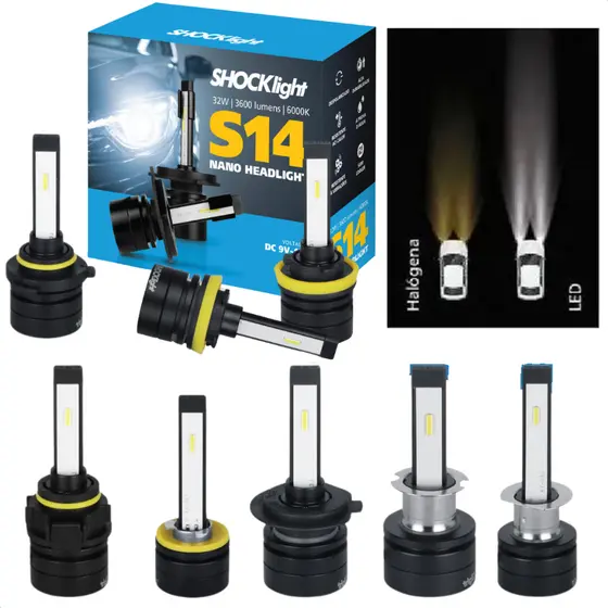 Lâmpada Super Led Nano Shocklight S14 H1 H3 H4 H7 H8 H11 H16 H27 Hb3hb4