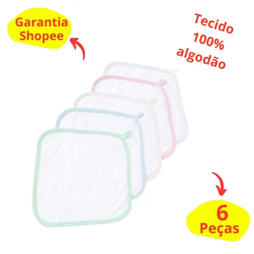 Kit 6 PANINHOS DE BOCA BABETE NANINHA  EM MALHA PARA BEBÊ 100% ALGODÃO ENXOVAL MATERNIDADE MININO MENINA
