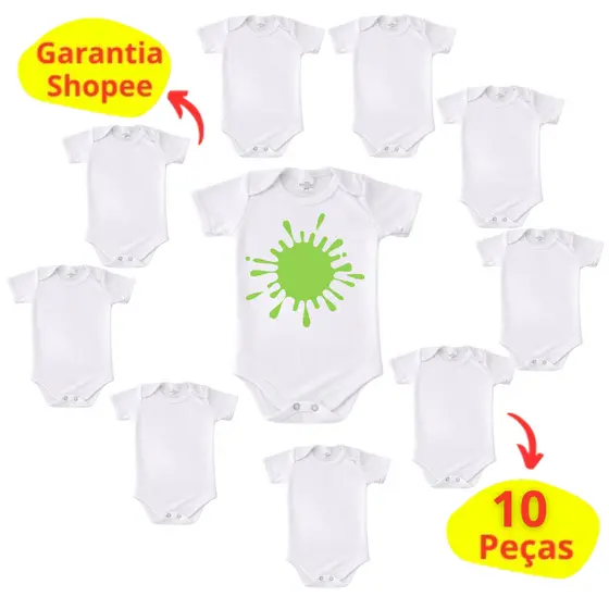Kit 10 Peças Body Bebê Branco Canelado Algodão | Perfeito para Lembrancinha  e Revenda Pintura Artesanato Estamparia